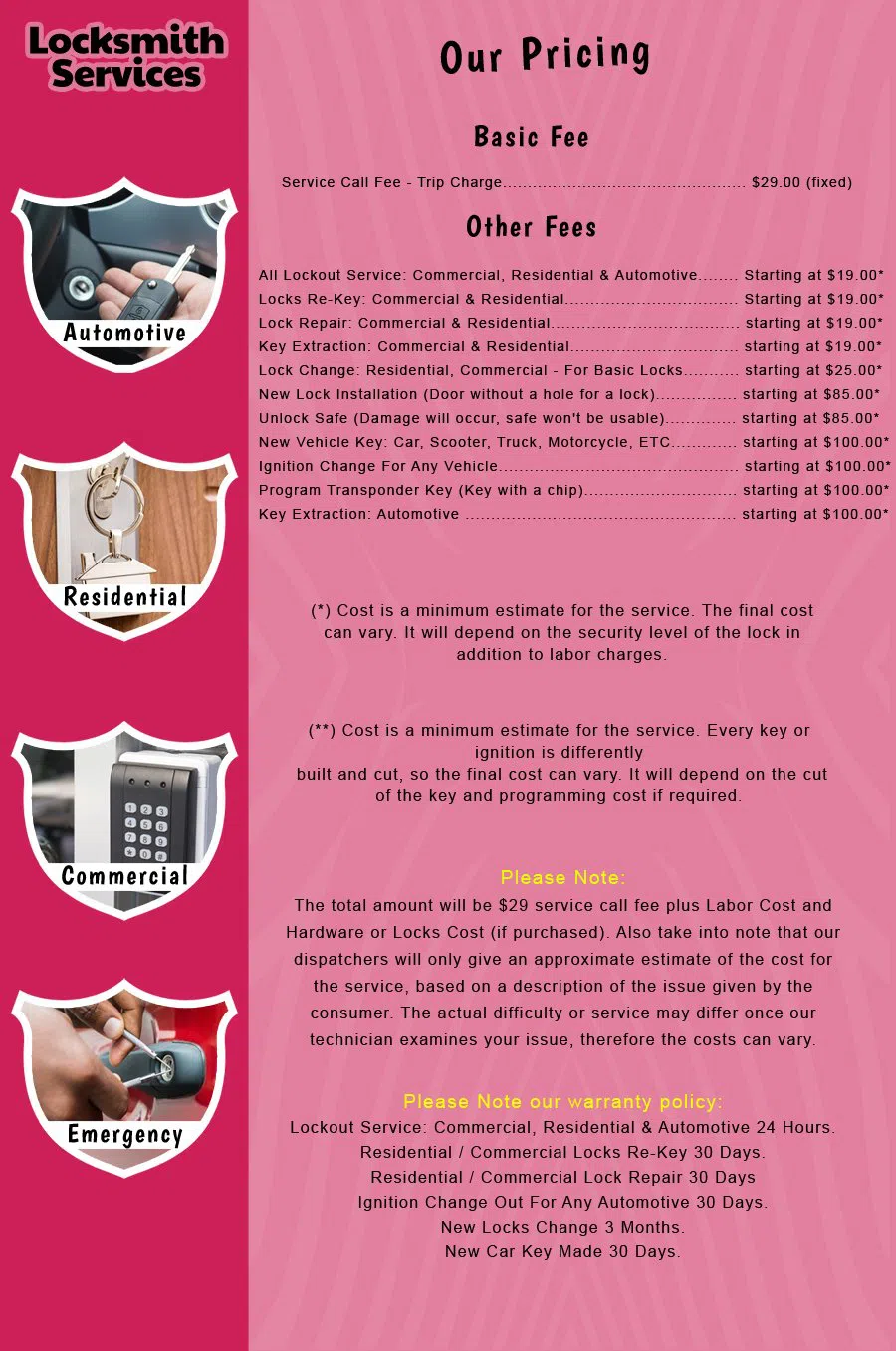 Montville NJ Locksmith Store Montville, NJ 973-939-4765 - price-list-c-18